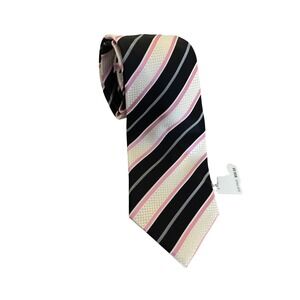Donald J Trump Signature Collection Mens Striped Silk Tie Black Pink White